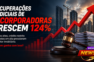 Imagem ilustrativa sobre o aumento das recuperações judiciais de incorporadoras no mercado imobiliário brasileiro.