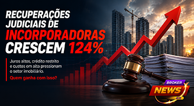 Imagem ilustrativa sobre o aumento das recuperações judiciais de incorporadoras no mercado imobiliário brasileiro.