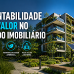 Empreendimento residencial sustentável com fachadas verdes, painéis solares e áreas arborizadas, representando a valorização da sustentabilidade no mercado imobiliário brasileiro.