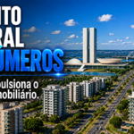 Vista panorâmica de Brasília com seus edifícios modernos, áreas planejadas e avenidas amplas, representando a força e a valorização do mercado imobiliário do Distrito Federal.
