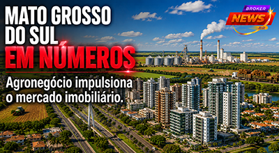 Vista panorâmica de Campo Grande com edifícios modernos e empreendimentos residenciais, representando o crescimento do mercado imobiliário de Mato Grosso do Sul.