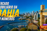 Mercado Imobiliário da Bahia em Números com vista de Salvador, edifícios, orla e elementos urbanos representando o crescimento do mercado imobiliário baiano.