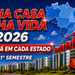 Minha Casa Minha Vida em 2026 com mapa do Brasil e novas moradias selecionadas por estado