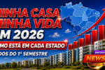 Minha Casa Minha Vida em 2026 com mapa do Brasil e novas moradias selecionadas por estado