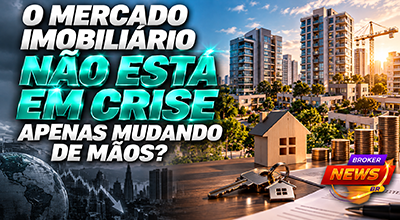 Mercado imobiliário brasileiro com edifícios residenciais e cenário urbano de São Paulo