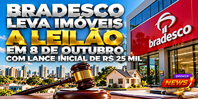 Leilão de imóveis do Bradesco em 8 de outubro reúne casas apartamentos e terrenos