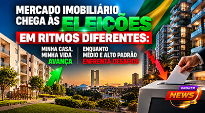Mercado imobiliário brasileiro com diferenças entre habitação econômica e imóveis de médio e alto padrão em 2026.