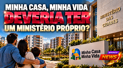 Conjunto habitacional residencial que representa a política pública de acesso à moradia no Brasil.